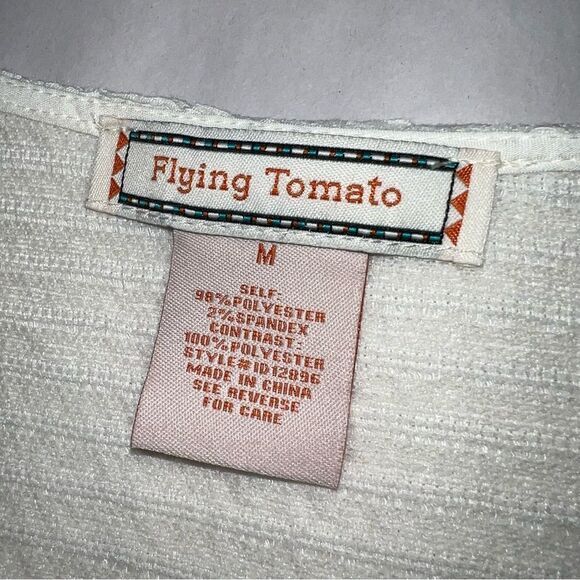 Flying Tomato Mini Dress Size M Cream Sheer Bell Sleeve - Picture 7 of 11